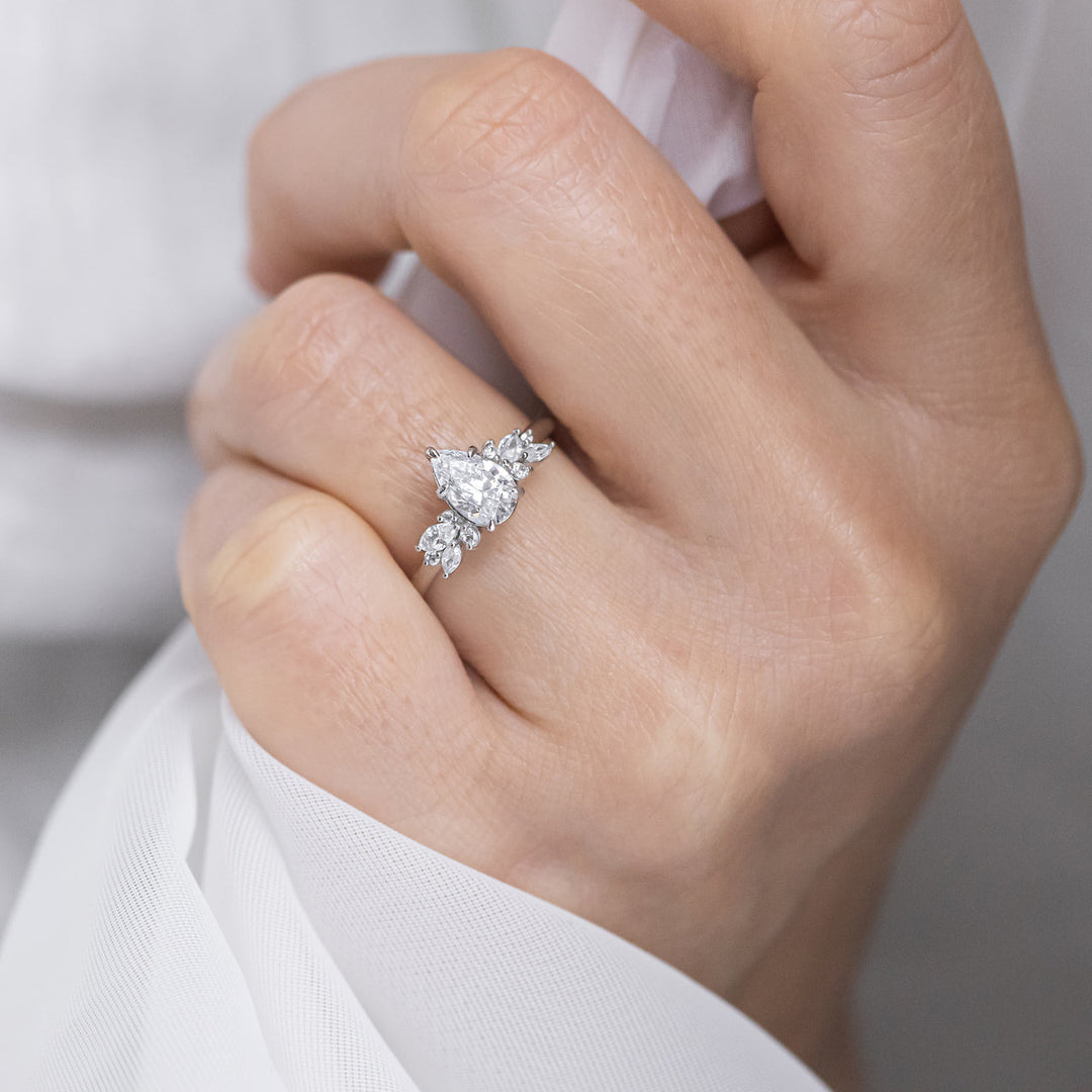 1.33 CT Pear Cut Moissanite Engagement Ring