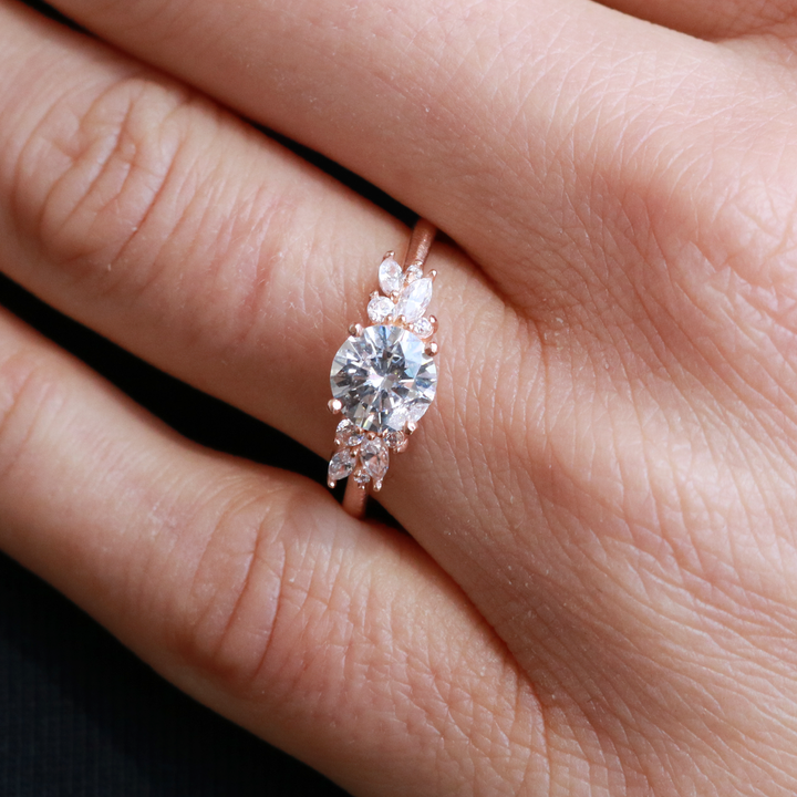 1.35CT Round Cut Moissanite Engagement Ring