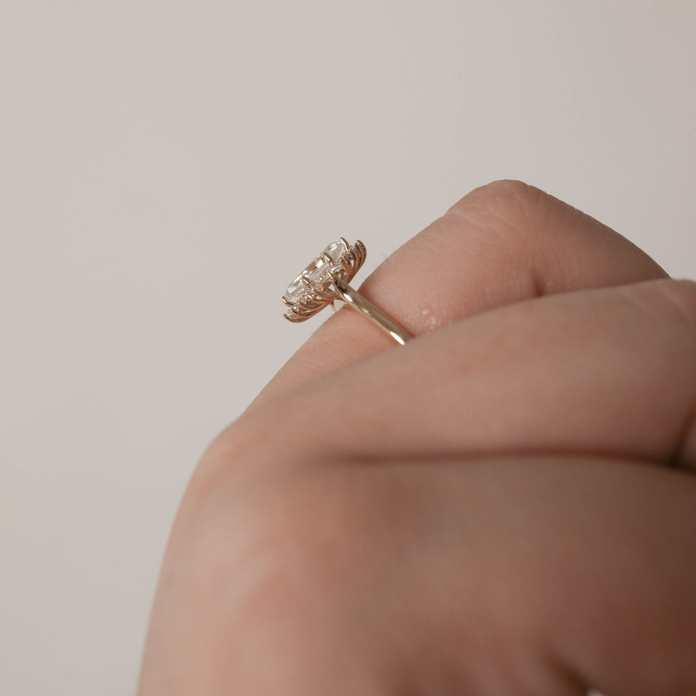 1.0CT Marquise Cut Cluster Moissanite Diamond Engagement Ring