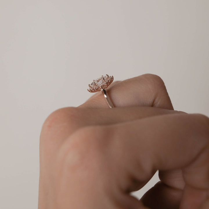 1.0CT Marquise Cut Cluster Moissanite Diamond Engagement Ring