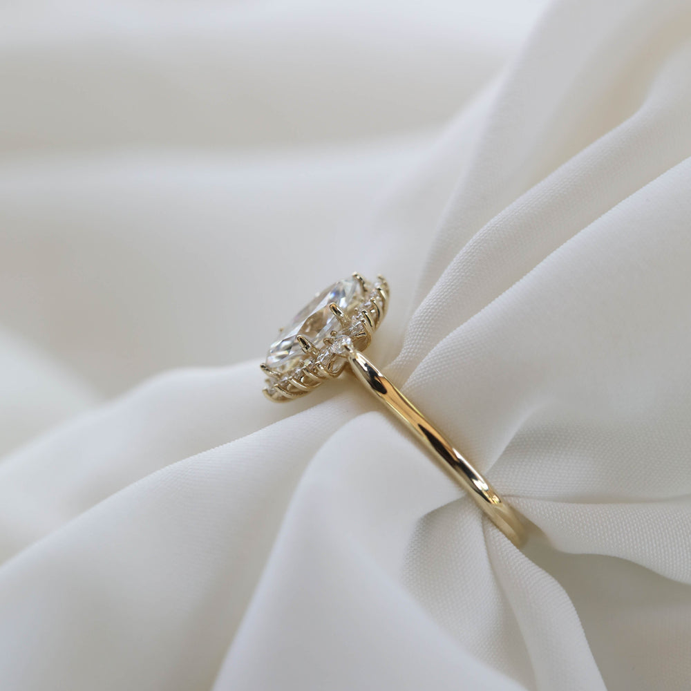 1.0CT Marquise Cut Cluster Moissanite Diamond Engagement Ring