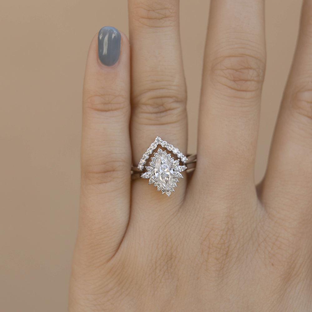 0.20ct Round Cut Moissanite Diamond Chevron Wedding Band