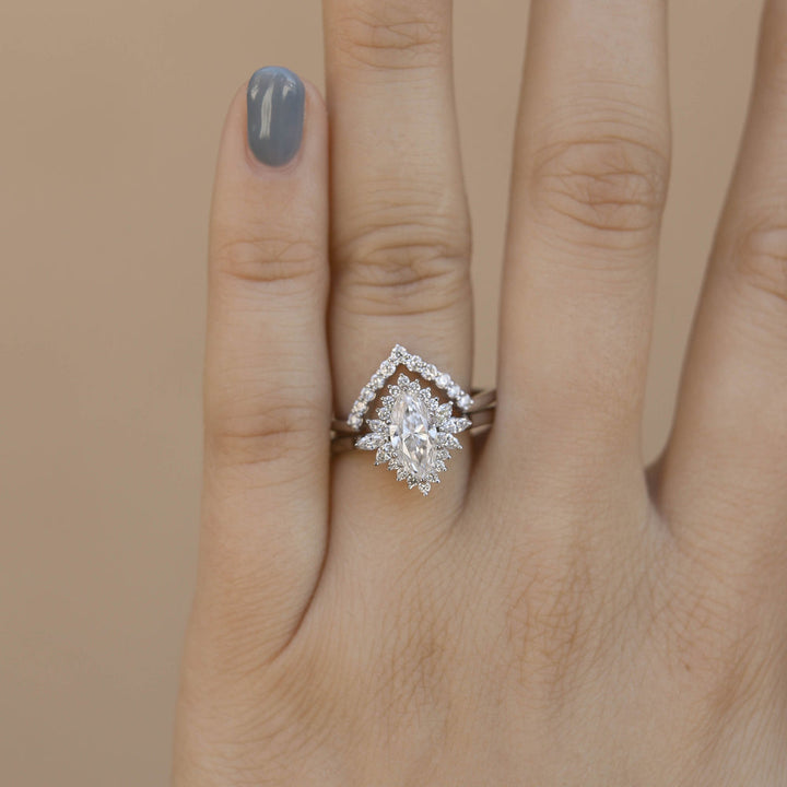 0.20ct Round Cut Moissanite Diamond Chevron Wedding Band