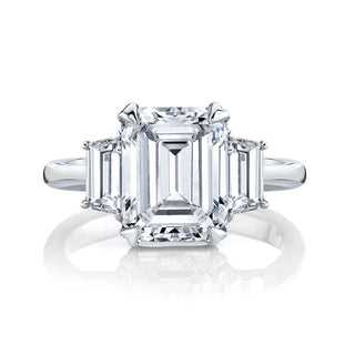 3.57CT Emerald Cut 3 Stone Moissanite Diamond Engagement Ring