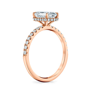 1.51ct Emerald Cut Moissanite Diamond Hidden Halo Engagement Ring