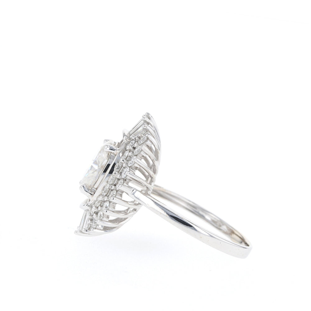 1.70CT Oval Moissanite Cluster Diamond Engagement Ring