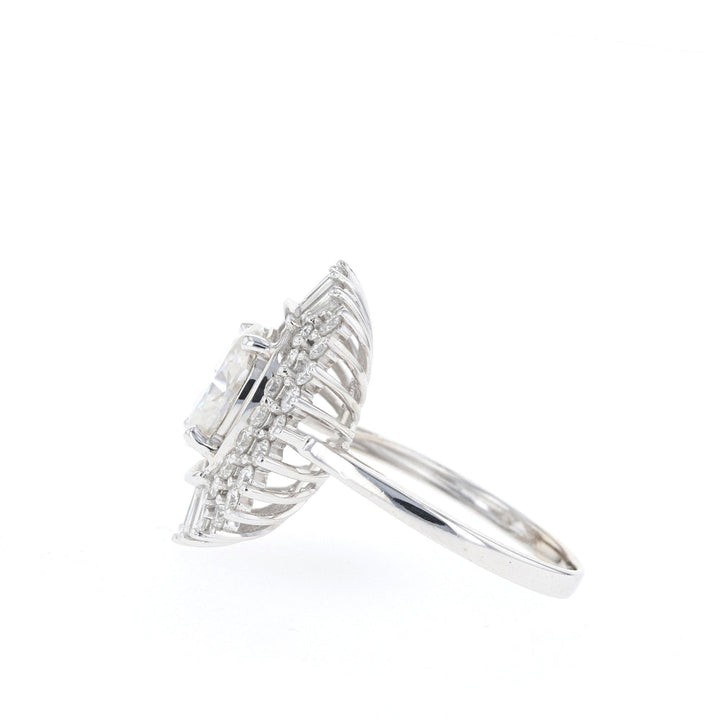 1.70CT Oval Moissanite Cluster Diamond Engagement Ring