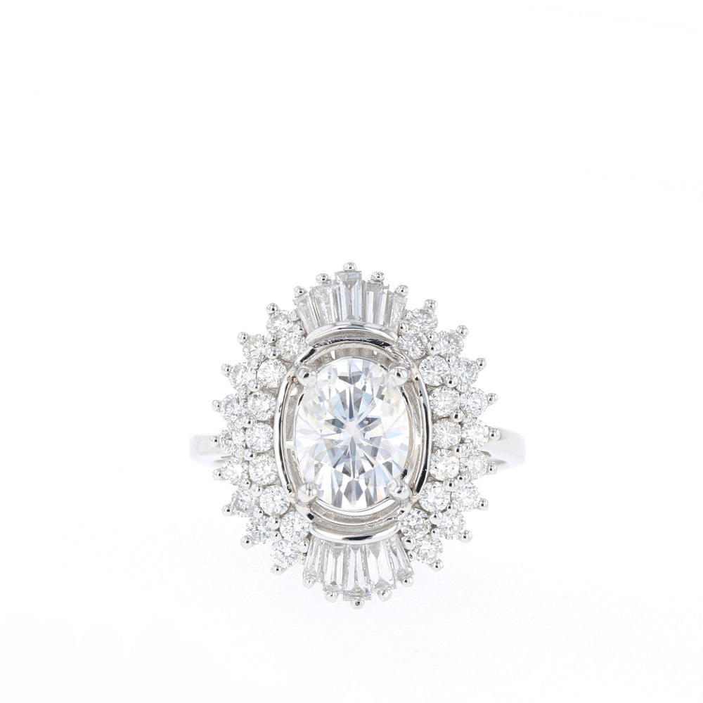 1.70CT Oval Moissanite Cluster Diamond Engagement Ring