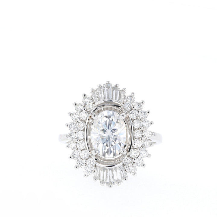 1.70CT Oval Moissanite Cluster Diamond Engagement Ring