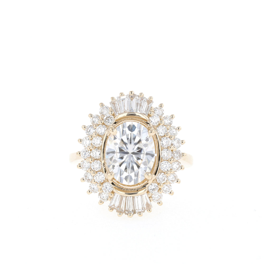 1.70CT Oval Moissanite Cluster Diamond Engagement Ring