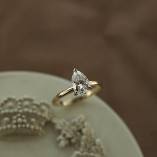 0.80CT Pear Moissanite Solitaire Diamond Engagement Ring