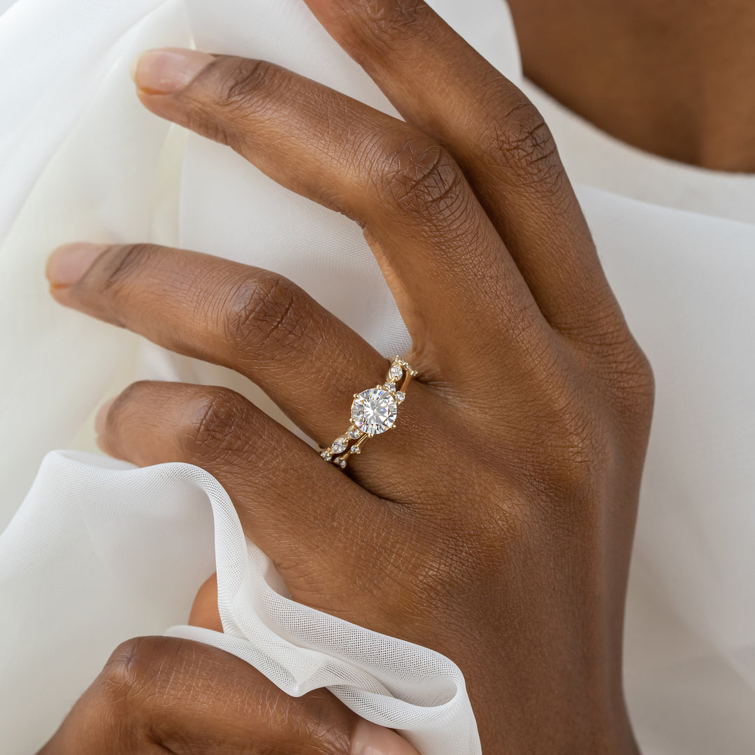 1.35CT Round Cut Moissanite Engagement Ring