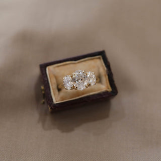 1.20CT Oval Moissanite Three Stone Diamond Engagement Ring