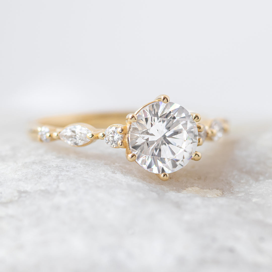 1.35CT Round Cut Moissanite Engagement Ring