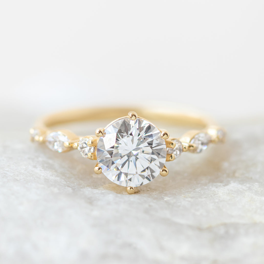1.35CT Round Cut Moissanite Engagement Ring