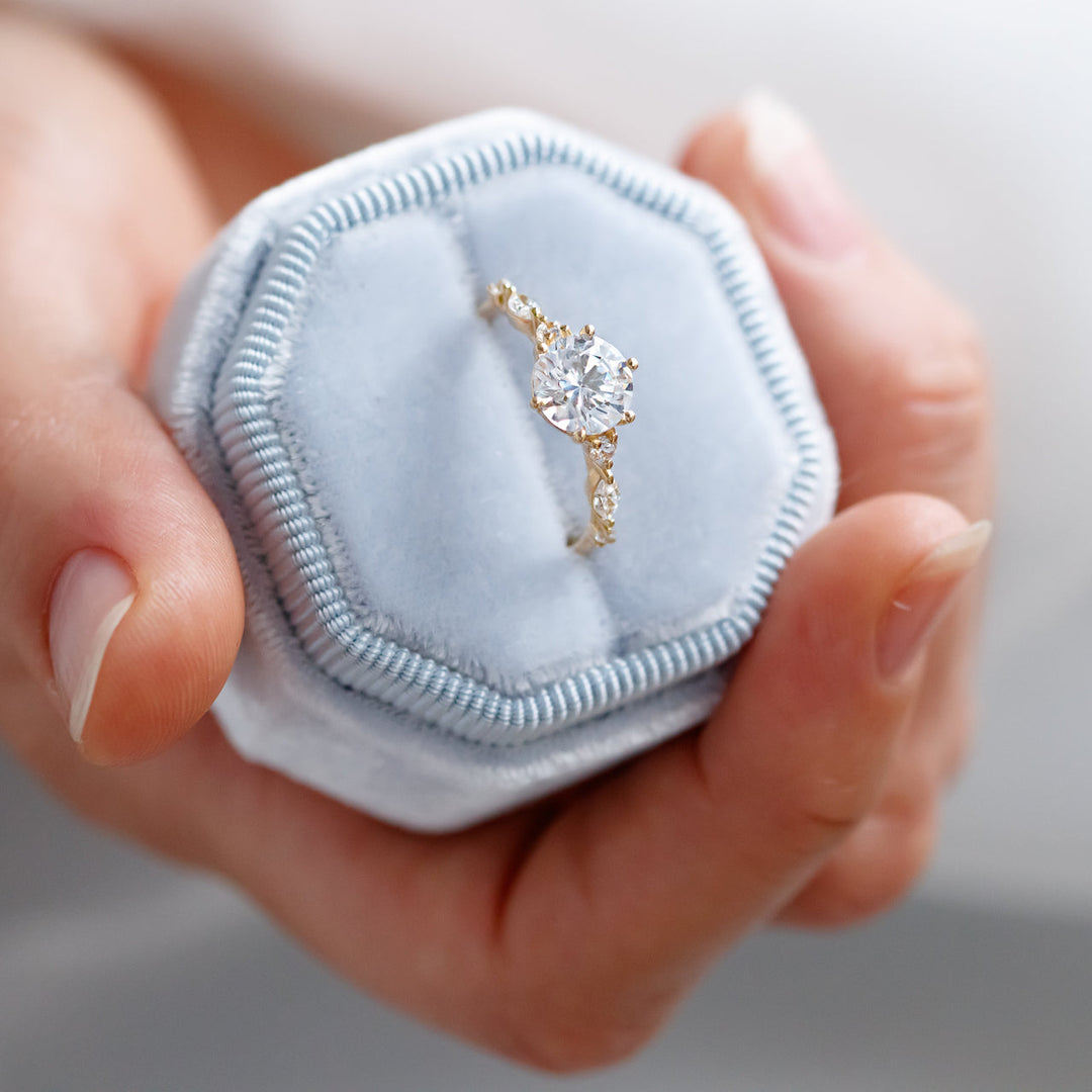 1.35CT Round Cut Moissanite Engagement Ring