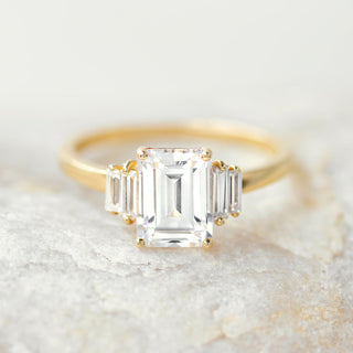 1.60 CT Emerald Cut Moissanite Engagement Ring