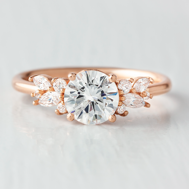 1.35CT Round Cut Moissanite Engagement Ring