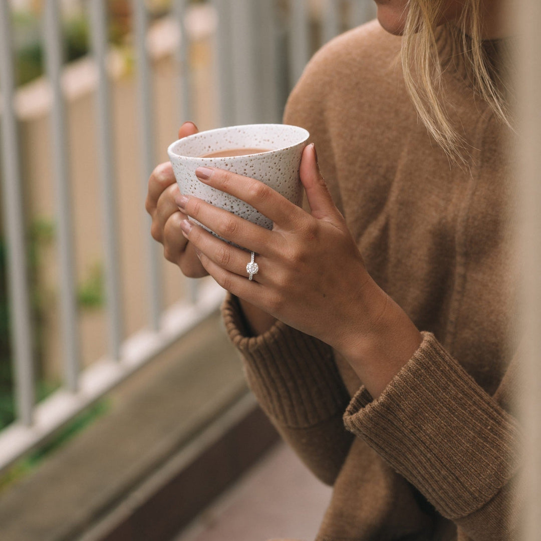 1.90 ct Round cut Hidden Halo Moissanite Engagement Ring