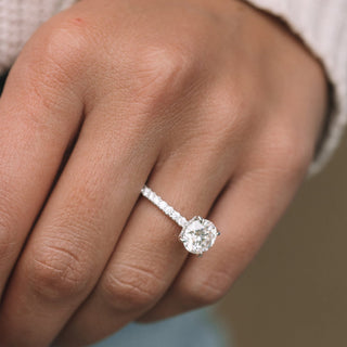 1.90 ct Round cut Hidden Halo Moissanite Engagement Ring