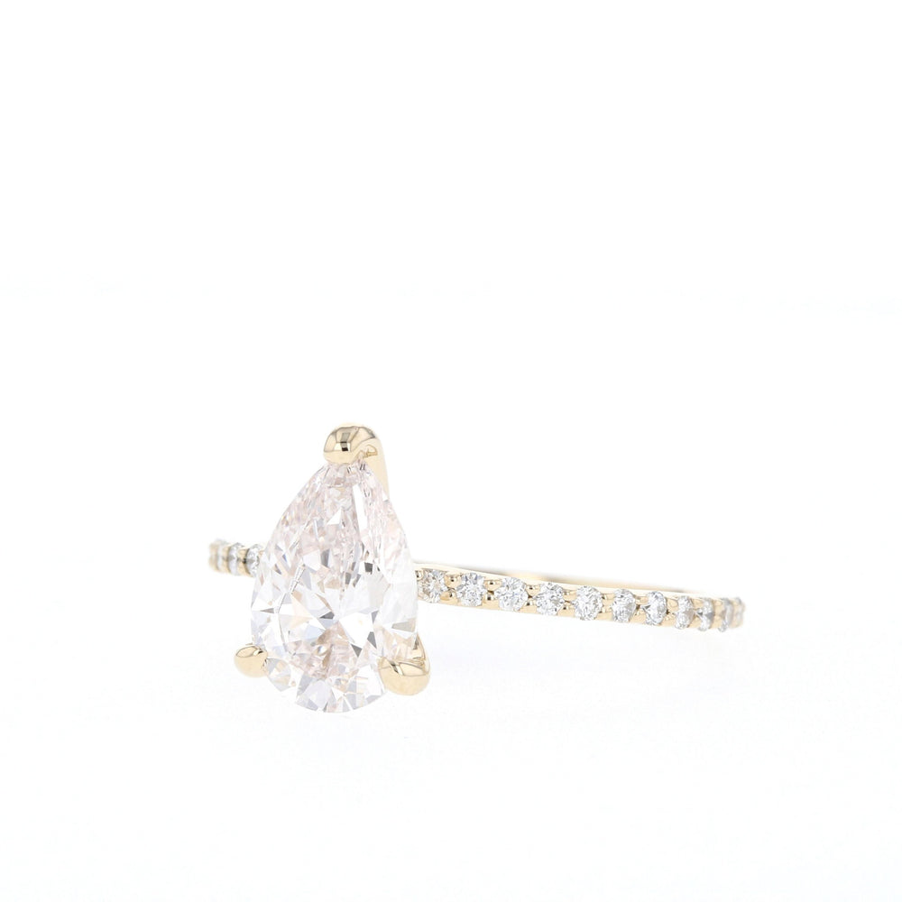 1.25CT Pear Moissanite Pave Diamond Engagement Ring