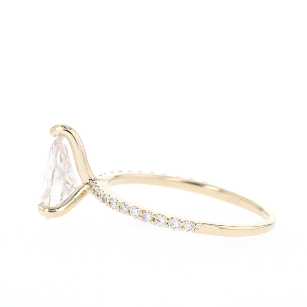 1.25CT Pear Moissanite Pave Diamond Engagement Ring