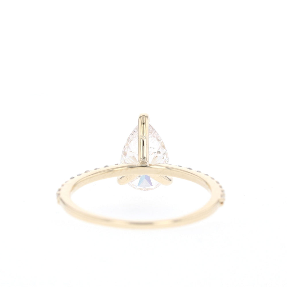 1.25CT Pear Moissanite Pave Diamond Engagement Ring