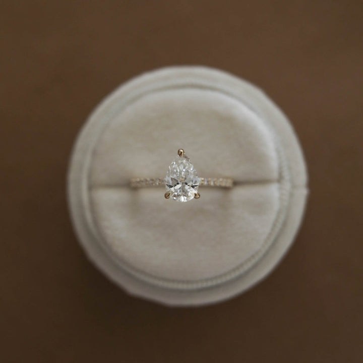 1.25CT Pear Moissanite Pave Diamond Engagement Ring