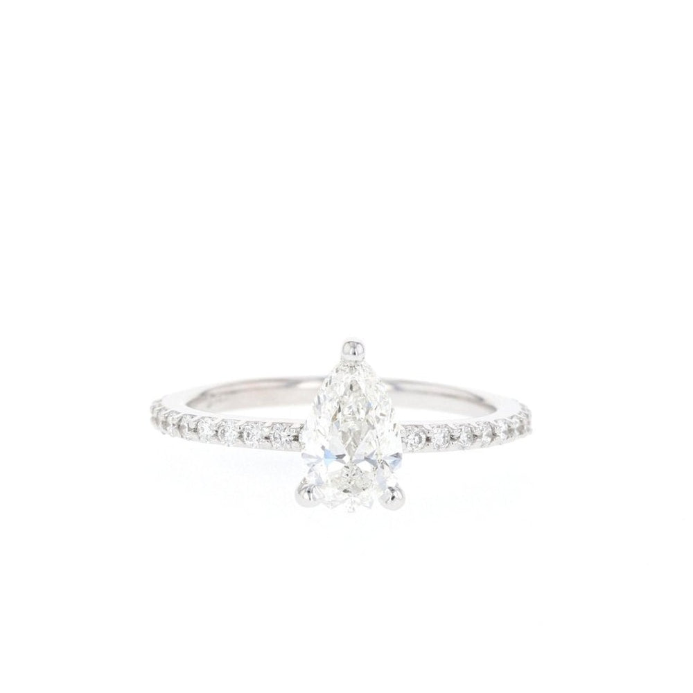 1.25CT Pear Moissanite Pave Diamond Engagement Ring