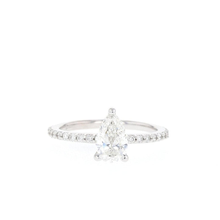 1.25CT Pear Moissanite Pave Diamond Engagement Ring
