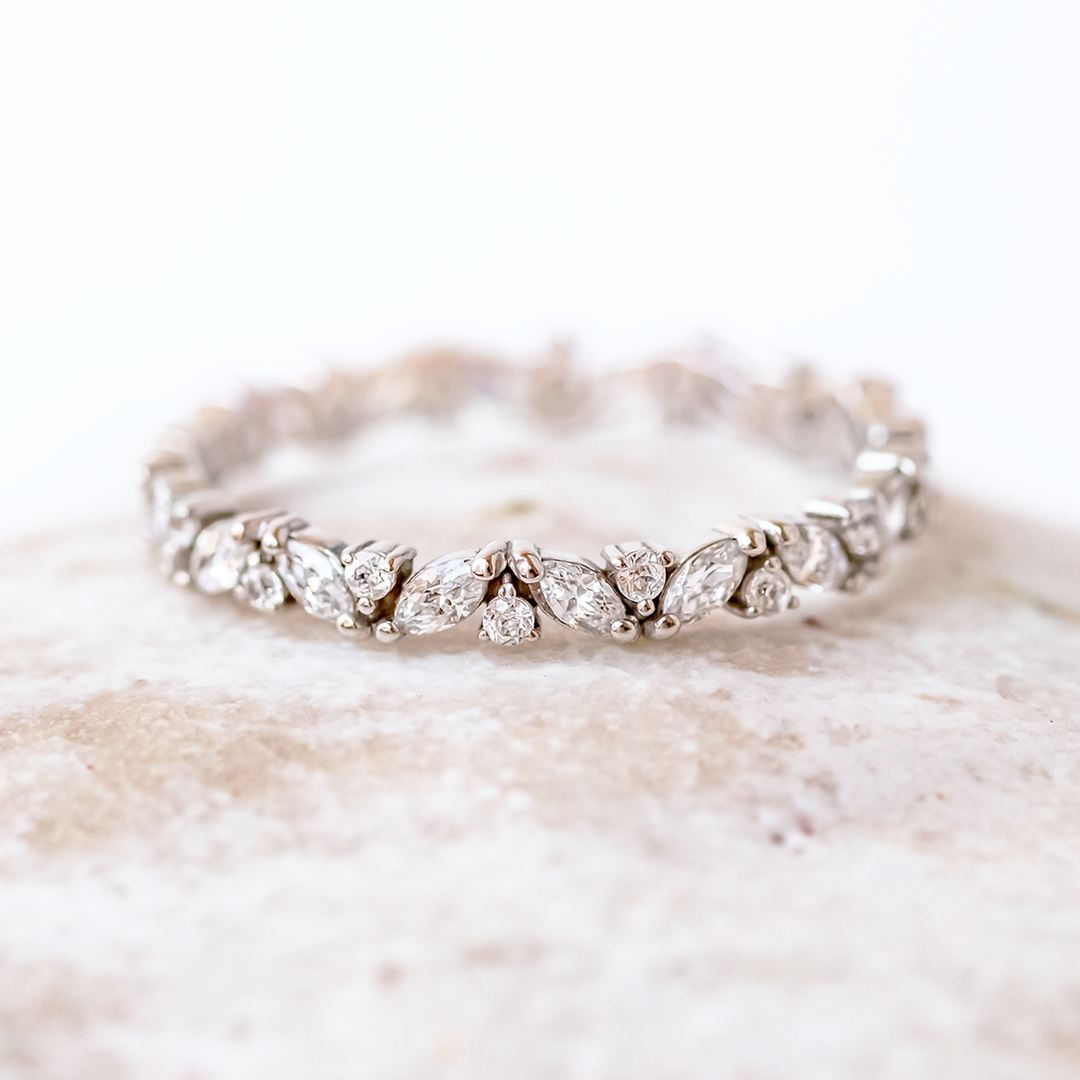 Marquise and Round Cut Full Eternity Wedding Band