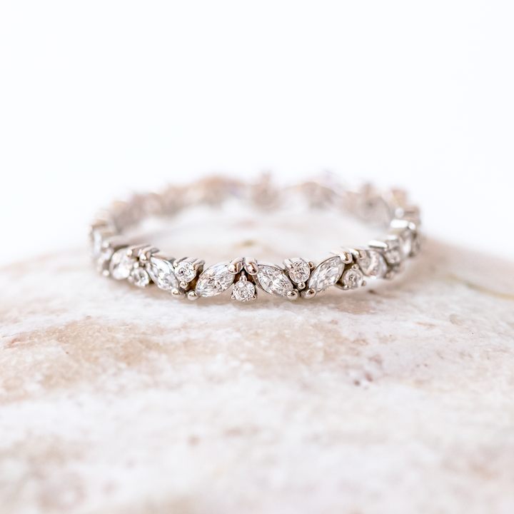 Marquise and Round Cut Full Eternity Wedding Band