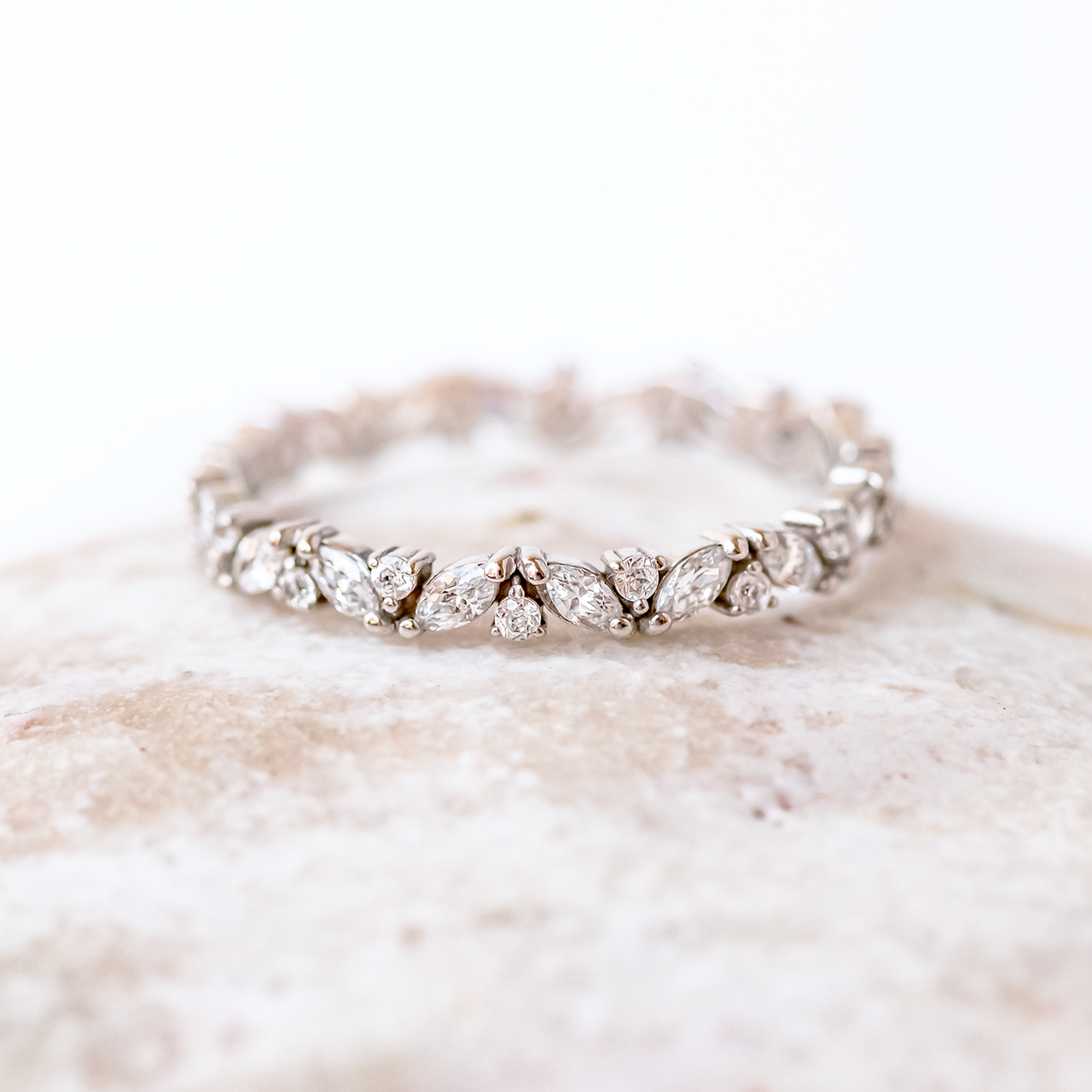 Marquise and Round Cut Full Eternity Wedding Band
