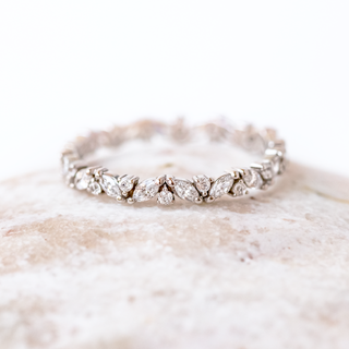 Marquise and Round Cut Half Eternity Wedding Band