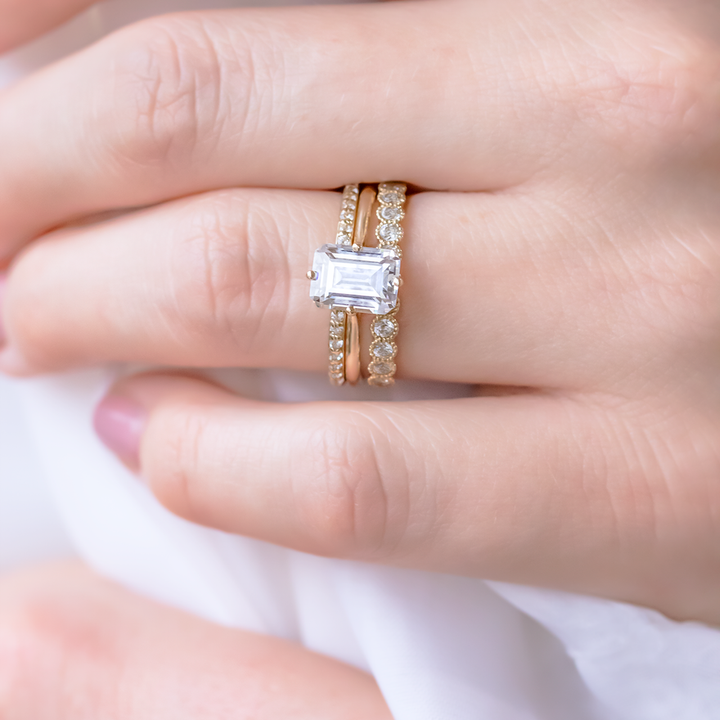 2.30 CT Emerald Cut Moissanite Engagement Ring