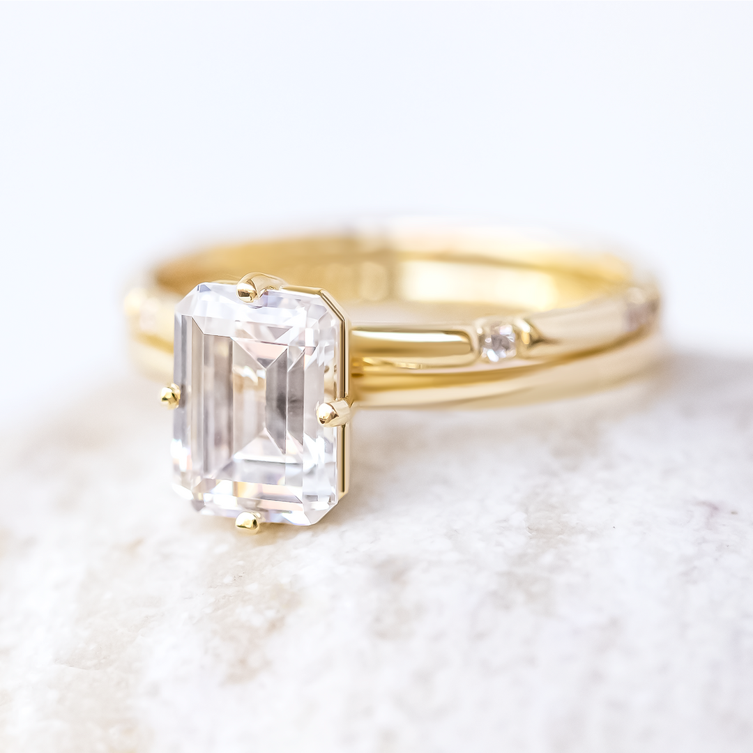 2.30 CT Emerald Cut Moissanite Engagement Ring