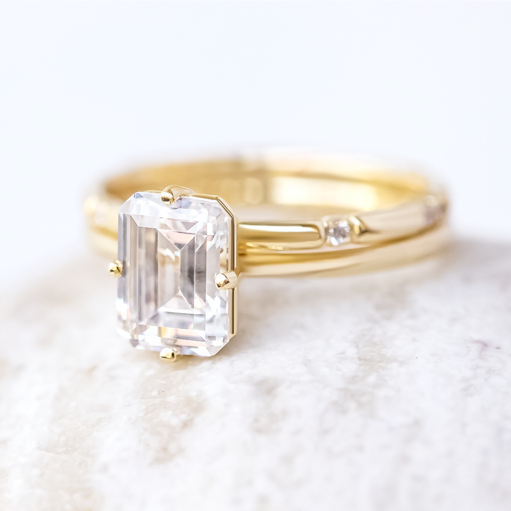 2.30 CT Emerald Cut Moissanite Engagement Ring