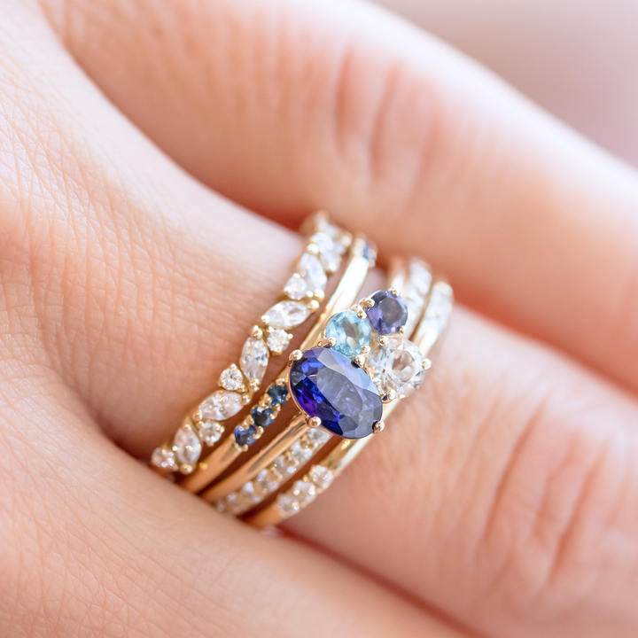 Marquise & Round Cut Half Eternity Wedding Band