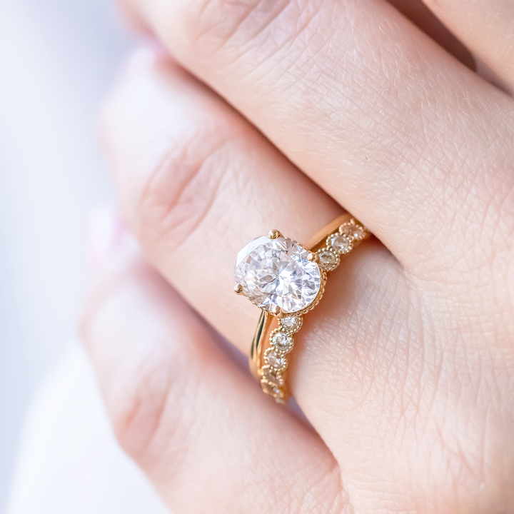 1.93CT Oval Cut Solitaire Moissanite Engagement Ring in 14K Rose Gold