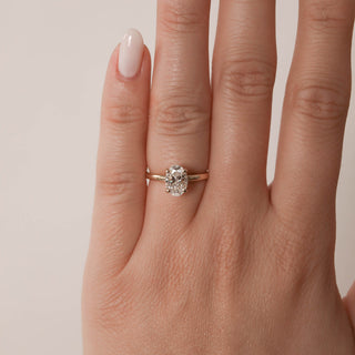 1.20CT Oval Moissanite Hidden Halo Diamond Engagement Ring