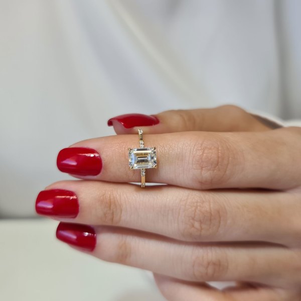 1.80CT Emerald Cut Diamond Moissanite Engagement Ring