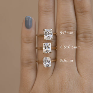 1.70ct Emerald Cut Moissanite Solitaire Diamond Engagement Ring