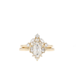 0.75CT Marquise Moissanite Cluster Diamond Wedding Ring Set