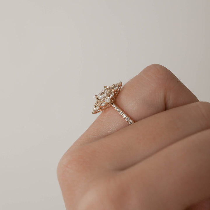 1.20CT Oval Cut Cluster Moissanite Diamond Engagement Ring