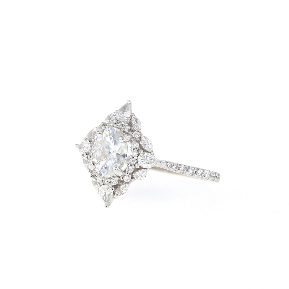 1.20CT Oval Cut Cluster Moissanite Diamond Engagement Ring