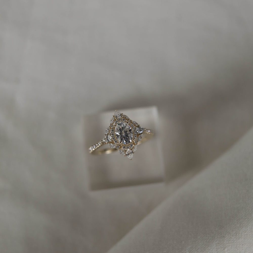 1.20CT Oval Cut Cluster Moissanite Diamond Engagement Ring