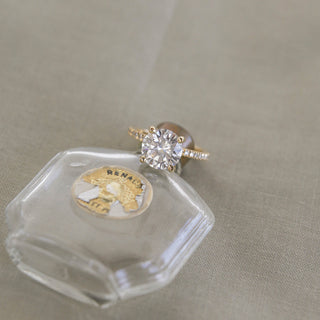 1.50CT Round Moissanite Pave Diamond Engagement Ring