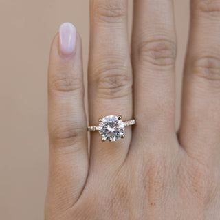 1.50CT Round Moissanite Pave Diamond Engagement Ring