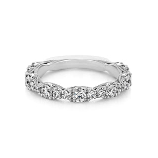 Round Brilliant Cut Clustered Half Eternity Pave Setting Wedding Band