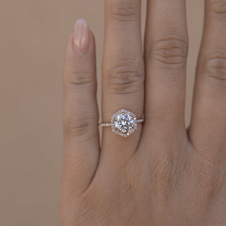1.30CT Round Moissanite Halo Diamond Engagement Ring